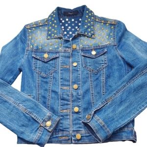 FOREVER 21 gold studded girls jean jacket Size SM